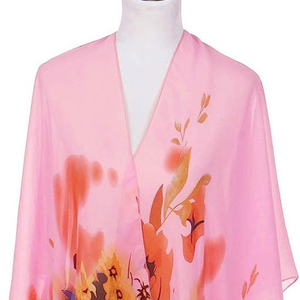 TrendsBlue Elegant Chiffon Floral Sheer Kimono Wrap Cardigan Beach Cover Up